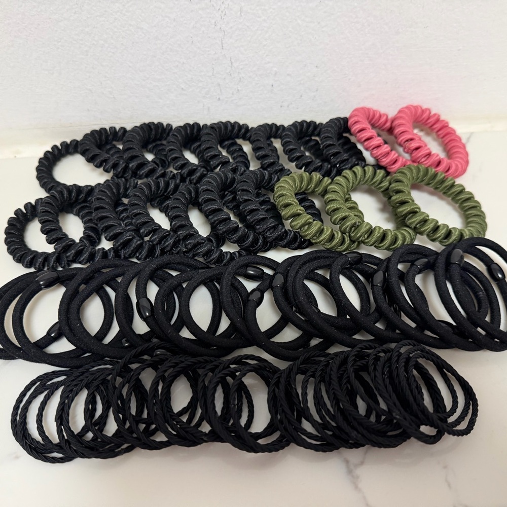 Black Green and Pink Hair Ties Set